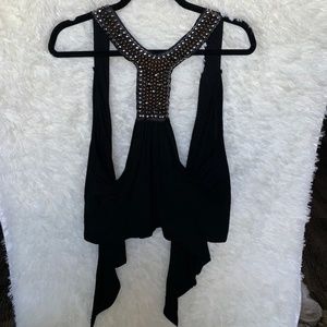 Ginger G Beaded Black Racerback Tank Vest Medium